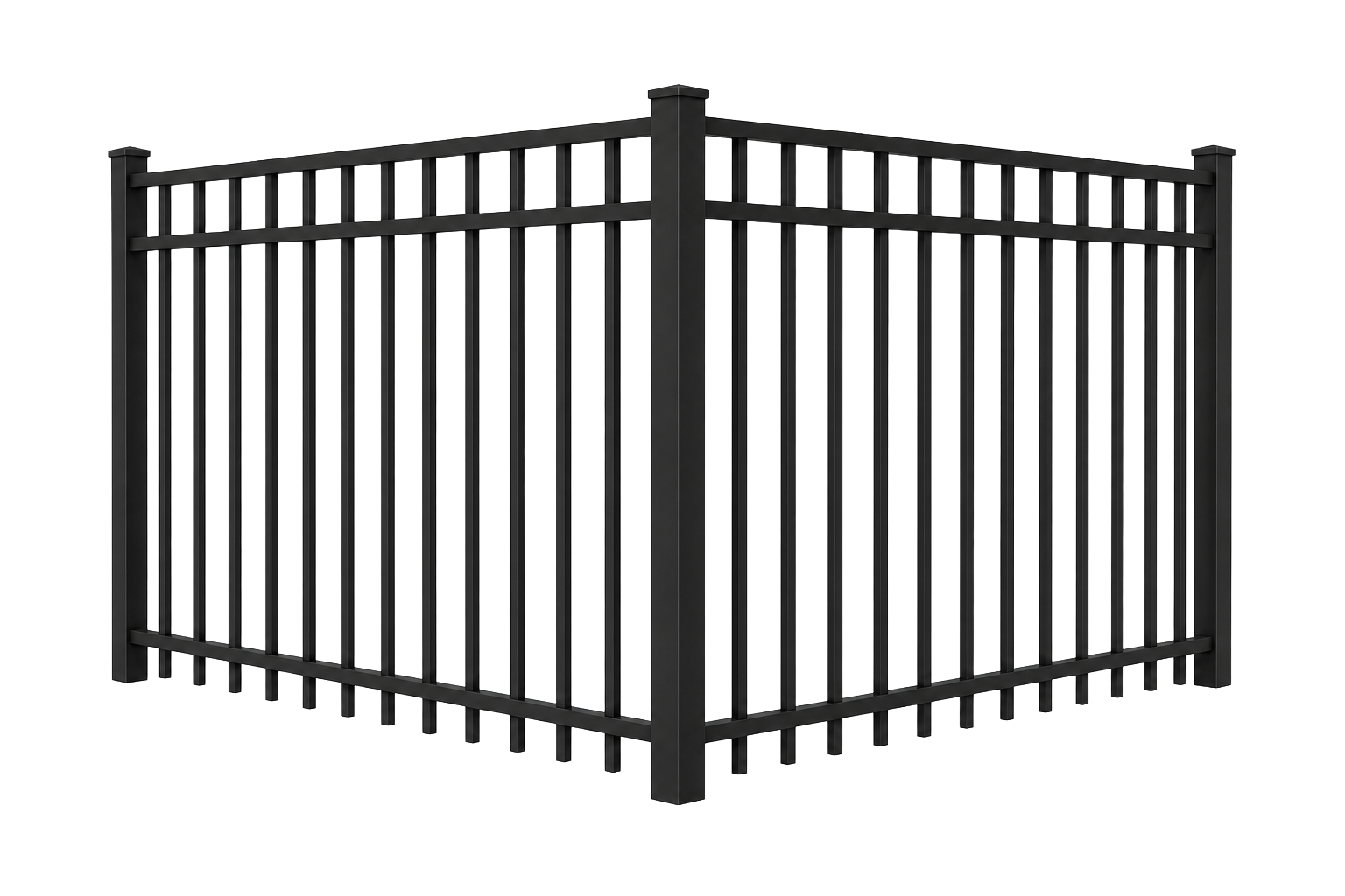Flat Top 3-Rail Picket Through aluminum fence style